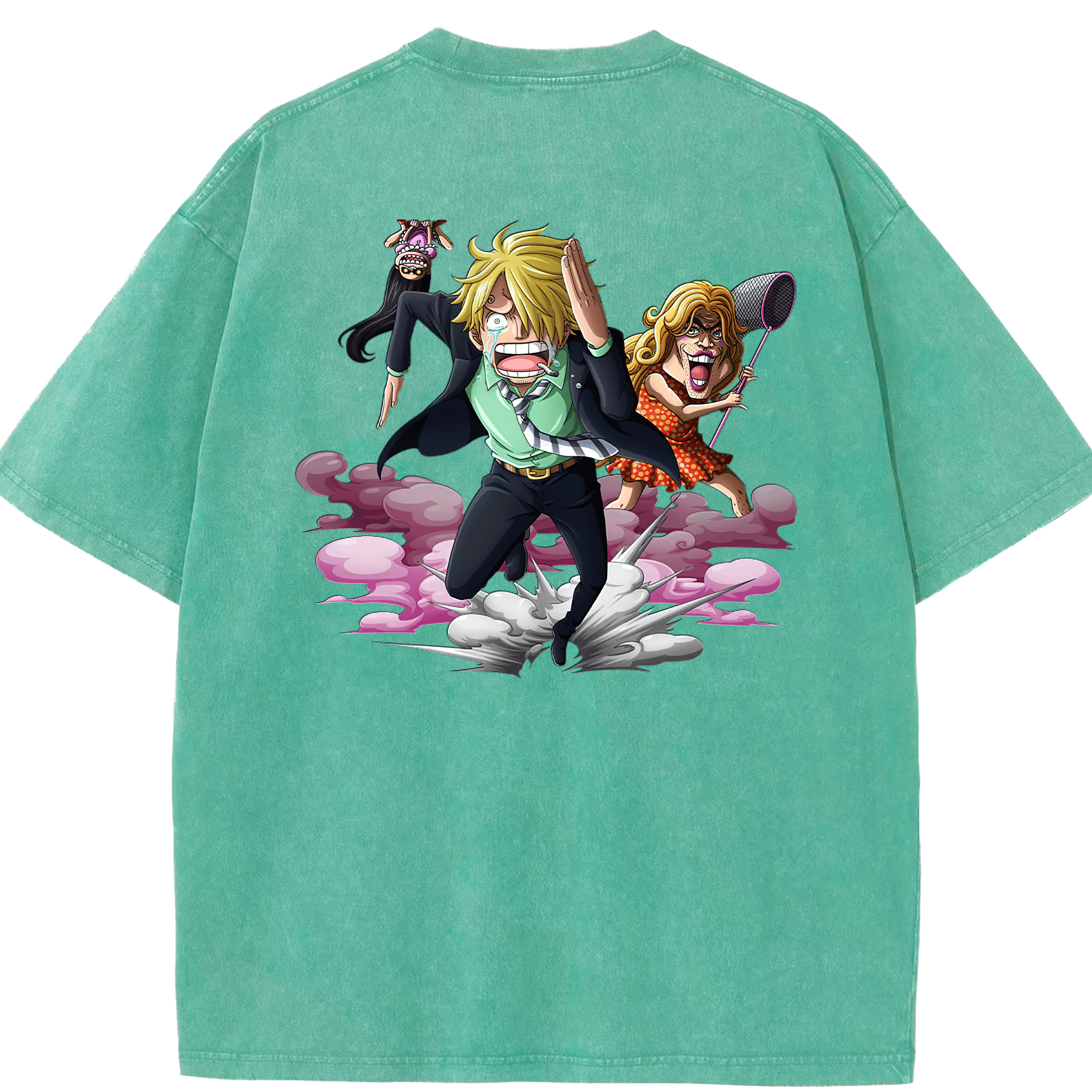 ワンピース サンジ ONE PIECE Sanji 綿100% ヴィンテージ風 半袖Tシャツ（背面プリント）